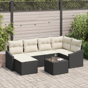vidaXL 6-delars Trädgårdsdining Set med Kuddar Brun Poly Rattan