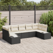vidaXL 7-delat Trädgårdsoffaset med Kuddar Svart Poly Rattan