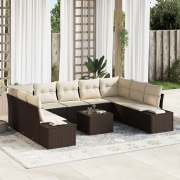 vidaXL 9 Delar Trädgårdsofa Set med Kuddar Grå Poly Rattan