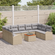 vidaXL 10-delars trädgårdsoffset med kuddar Beige Poly rotting Akacia