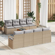 vidaXL 9-delat trädgårdsofaset med kuddar beige polyrotting acacia