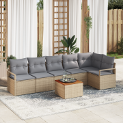 vidaXL 7-delad trädgårdsoffa med kuddar beige poly rattan akaciaträ