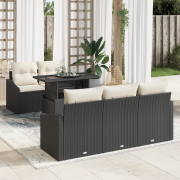 vidaXL 6 Delars Trädgårdssoffset med Kuddar Svart Poly Rattan