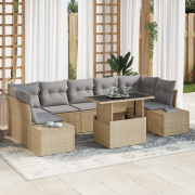 vidaXL Trädgårdsoffaset Set av 8 Beige Polyeten Rattan Trädgårdsoffase...