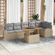 vidaXL 7 Delars Trädgårdsoffan med Kuddar Beige Poly Rotting