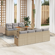 vidaXL 8-delat trädgårdsoffaset med kuddar Beig Poly Rattan
