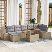 vidaXL 8-delat trädgårdsoffset med kuddar Beige poly rotting