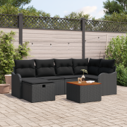 vidaXL 7-delat Trädgårdsoffaset med Kuddar Svart Poly Rattan, vidaXL 2...