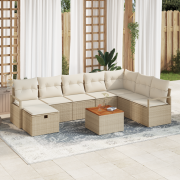vidaXL 9-delat trädgårdsoffset med kuddar beige poly-rotting