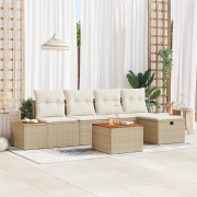 vidaXL 6-delat trädgårdsoffset med kuddar i beige poly rattan