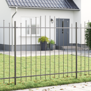 vidaXL Trädgårdsstaket med Böjt Topp Grå 10,2x1,25 m Stål