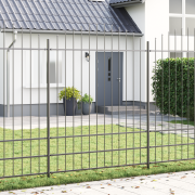 vidaXL Trädgårdsgärde med bågtopp Grå 13,6x2 m Stål