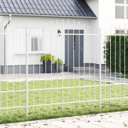 vidaXL Trädgårdsgård med bågtop Vit 11,9x1,75 m Stål