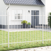 vidaXL Trädgårdsstaket med Bågtopp Vit 13,6x1,5 m Stål