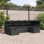 vidaXL 6 Delars Trädgårdsoff-set med Kuddar Svart Poly Rattan