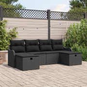 vidaXL 6-delat trädgårdsoffset med kuddar svart poly rattan, vidaXL 2-...