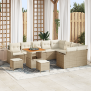 vidaXL 12-delars trädgårdsoffset med kuddar beige poly rattan akacia