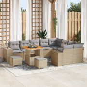 vidaXL 12-delars trädgårdsoffaset med kuddar Beige Poly Rattan Akacia