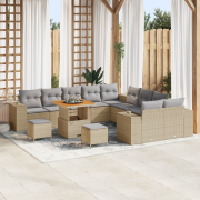vidaXL 13-delars Trädgårdsoffasett med Kuddar Beige Polyroting Akacia