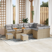 vidaXL 12 Delars Trädgårdsoffasett med Kuddar Beige Poly Rattanfiber A...