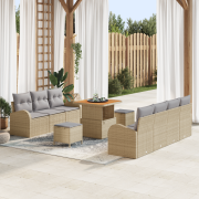 vidaXL 10 Delar Trädgårdsoffset med Kuddar Beige Poly Rotting Akacia