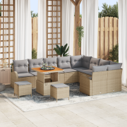 vidaXL 12 Bitars Trädgårdsoffa Set med Kuddar Beige Poly Rattan Akacia...