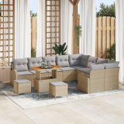 vidaXL 12-delars trädgårdsoffset med kuddar Beige Poly Rattan Akacia