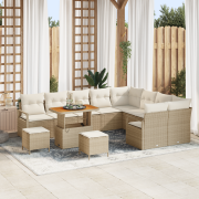 vidaXL 12-delars trädgårdsoff set med kuddar beige poly rotting akacia