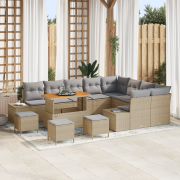 vidaXL 13-delat Trädgårdsoffset med Kuddar Beige Poly Rattan Akacia