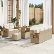 vidaXL 8-delars trädgårdsoffaset med kuddar Beige Polyrotting Akacia