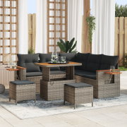 vidaXL 8-delat Trädgårdsoffaset med Kuddar Grå Poly Rattan Acacia