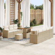 vidaXL 10-delars trädgårdsoffset med kuddar Beige Poly rotting Akacia