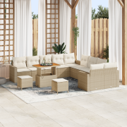 vidaXL 13-delat Trädgårdsoff Set med Kuddar Beige Poly Rattan Akacia