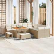 vidaXL 13 Delar Trädgårdsoffaset med Kuddar Beige Poly Rattan Akacia