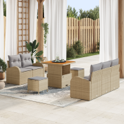 vidaXL 8-delad trädgårdsoffaset med kuddar Beige Polyrotting Akacia