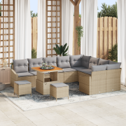vidaXL 12-delars trädgårdsoffset med kuddar Beige Poly Rattan Akacia