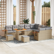 vidaXL 12 Delar Trädgårdsoffasats med Kuddar Beige Poly Rattan Akacia