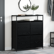vidaXL skoskåp med 4 fällbara lådor svart ek 100x34x112 cm