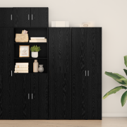 vidaXL Högskåp Svart Ek 45x42.5x185 cm Stödstrukturerat Trä