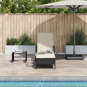 vidaXL solstol svart och gräddvit PE rattan 157 x 55 x 92 cm