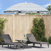 vidaXL Strandparaply med Aluminiumstativ Blå & Vit 300 cm