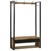 vidaXL Klädhängare med krokar och hyllor 110x40x185 cm Solid Grovt Trä...