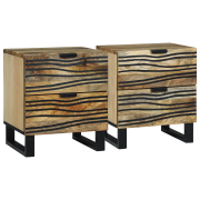 vidaXL Sängbord - 2 st, 40x33.5x46 cm, Massivt Mangoträ och Konstruera...