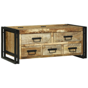 vidaXL Kaffe Bord 90x50x38 cm i Solid Grovt Mangoträ