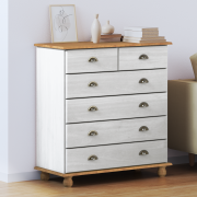 vidaXL Byrå "ASKIM" Vit 91x40x95,5 cm Massivt Tallträ
