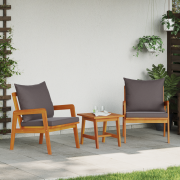 vidaXL 3-delars Bistro Set med Kuddar i Massivt Akaciaträ