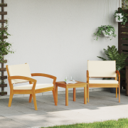 vidaXL 3-delat Bistro Set med Kuddar - Tillverkat av Massivt Akaciaträ