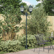 vidaXL Trädgårdslyktstolpe 2-Lampa E27 Grön 220 cm Aluminium