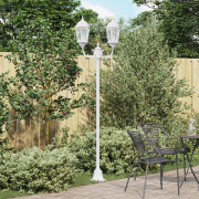 vidaXL Trädgårdslampa Pelare 2-Lampa E27 Vit 220 cm Aluminium