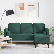 vidaXL 3-Soffa med Chaise L-formad Mörkgrön 160 cm Sammet